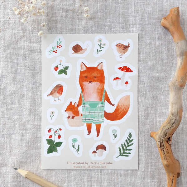 A6 sticker sheet - Mama fox
