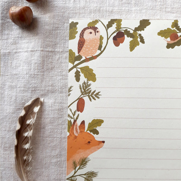 Woodland animals notepad