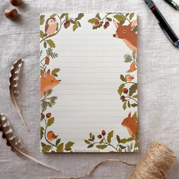 Woodland animals notepad