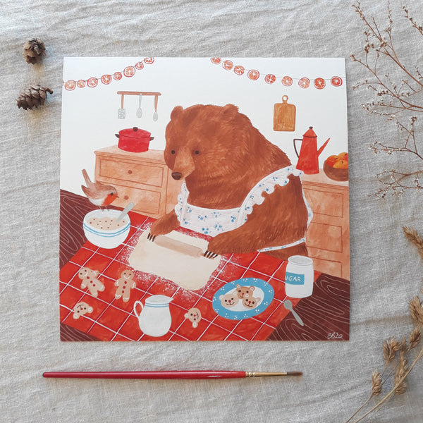 Bear and robin print