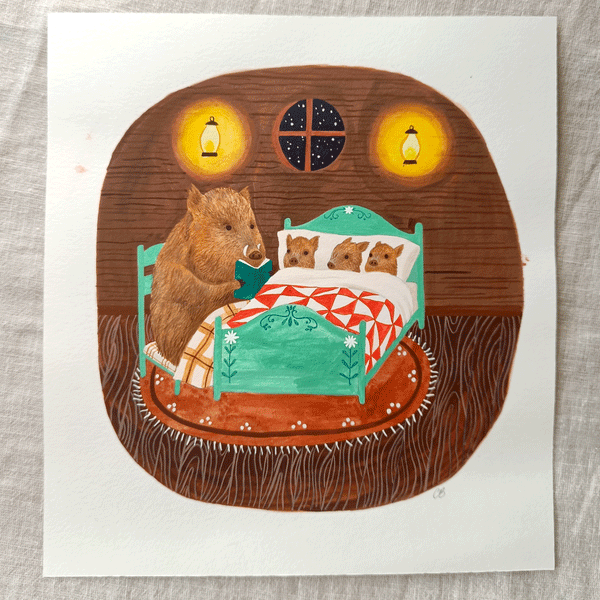Mama wild boar Original art