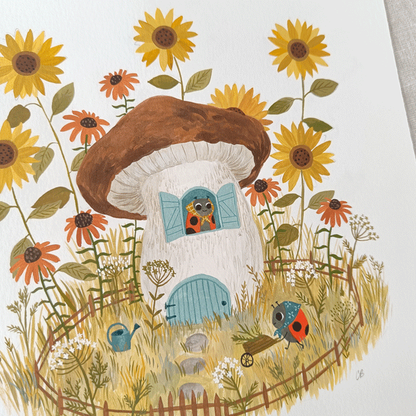 Mushroom house original art