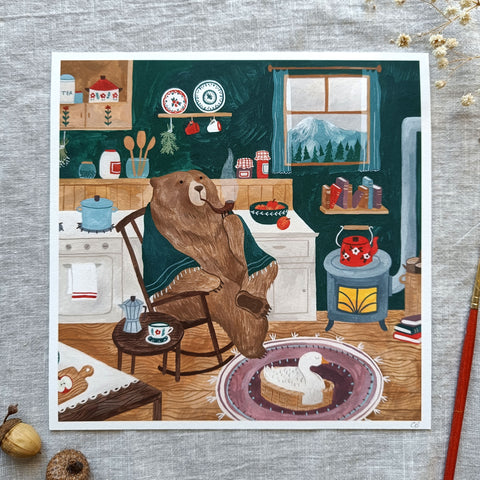 Bear in cabin print