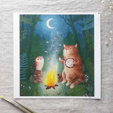 Cat and owl print