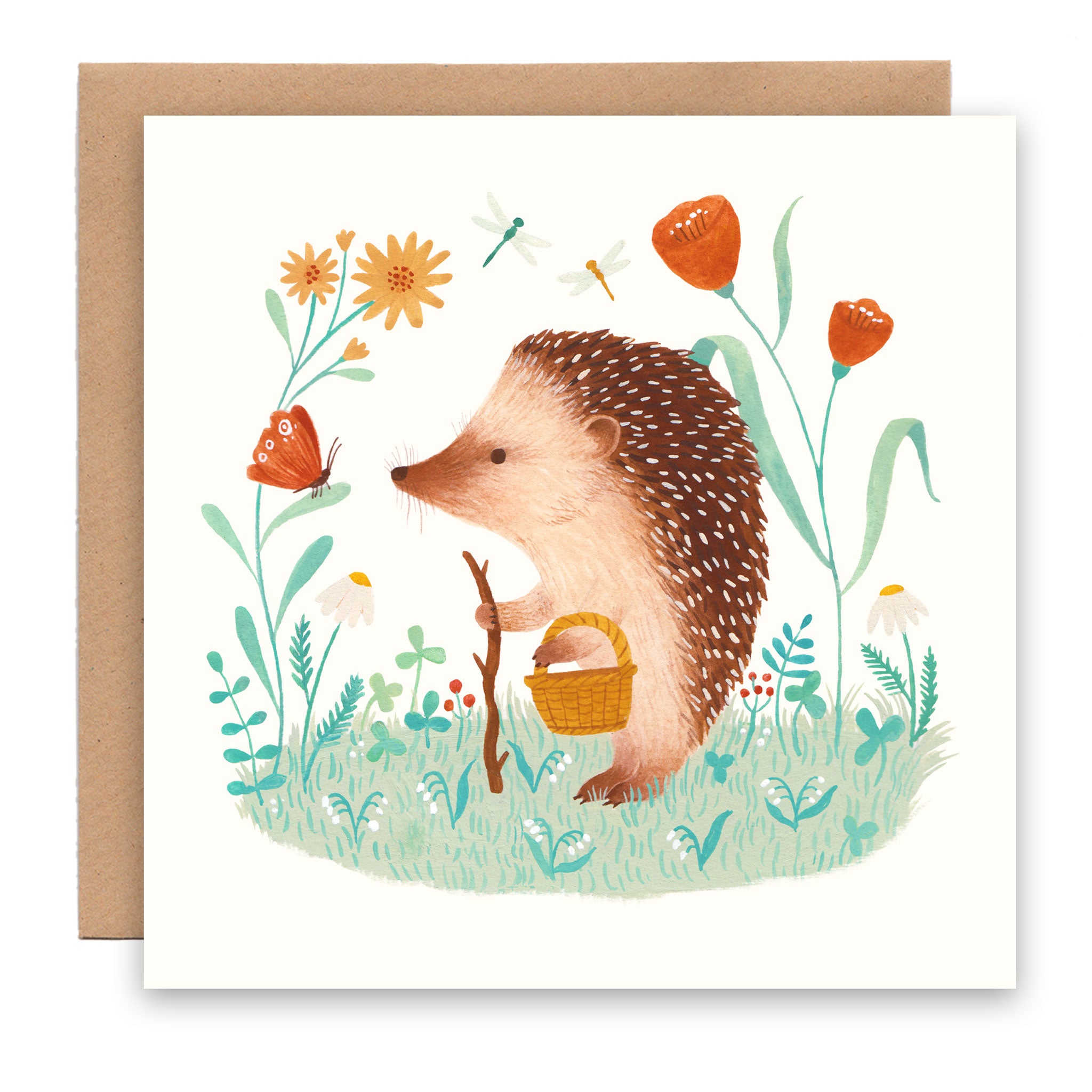 Hedgehog and butterfly card