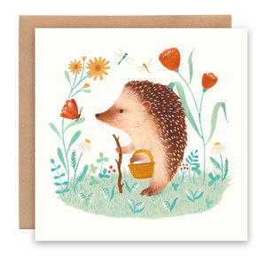 Hedgehog and butterfly card