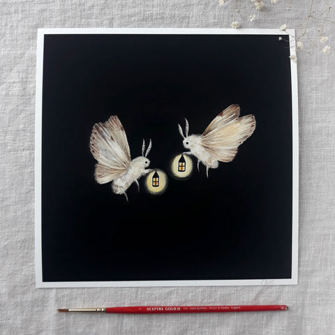 Moths with lanterns print