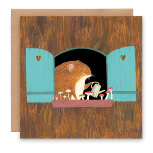 Mouse and mushrooms card