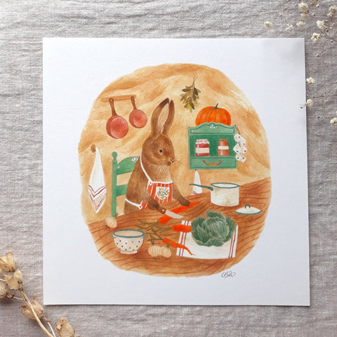 Rabbit making a soup print