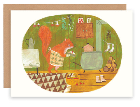 Squirrel and pie A6 card